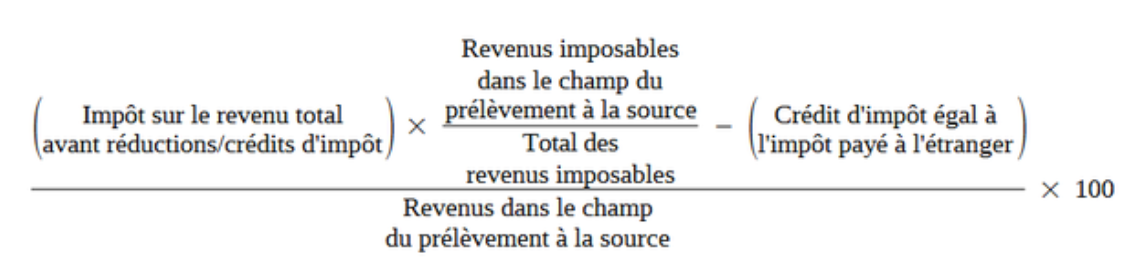 Formule de calcul du taux personnalisé du Ministère de l'économie et des finances
